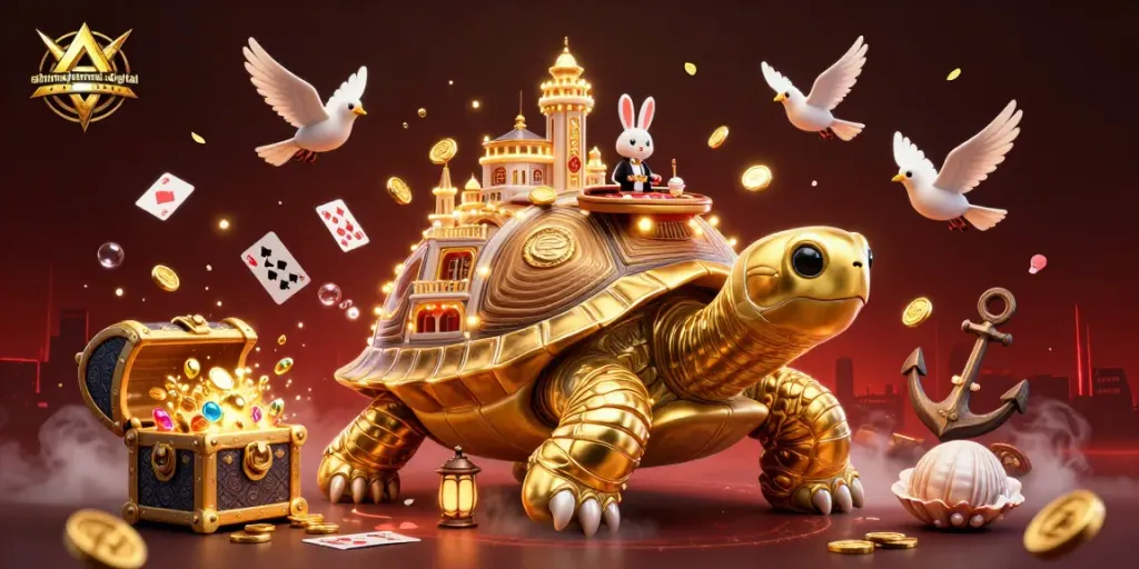 Experience thrilling gameplay with ahimajournal-digital’s vibrant 3D casino scene featuring a unique tortoise and rabbit dealer.