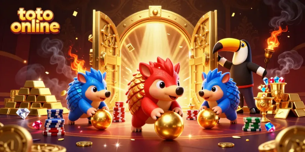 Experience thrilling gameplay with rival pangolins in a dynamic toto online casino scene.