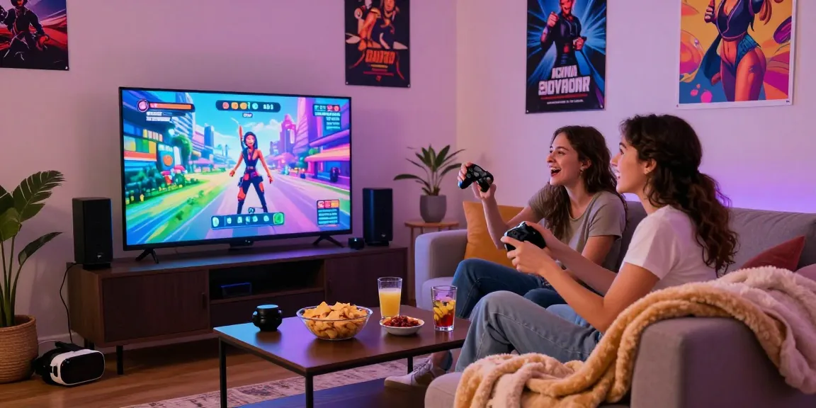 Couple enjoying a sex simulator game in a cozy living room